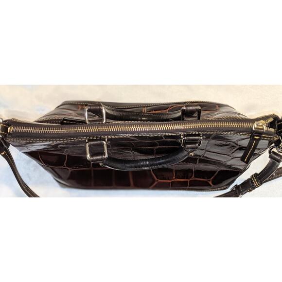 Dooney & Bourke Dillen Crocodile Bag Double Pocket Leather Satchel Reptile - Picture 7 of 14